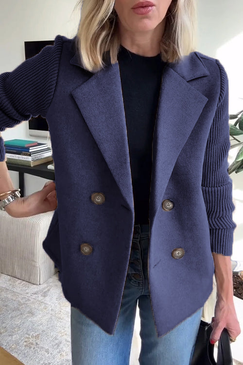 PATRICIA – DOUBLE-BREASTED KNIT SLEEVE BLAZER