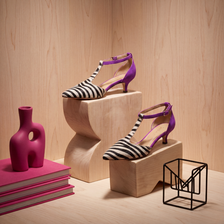 ZEBRATO DECOLLETE WITH PURPLE HEEL