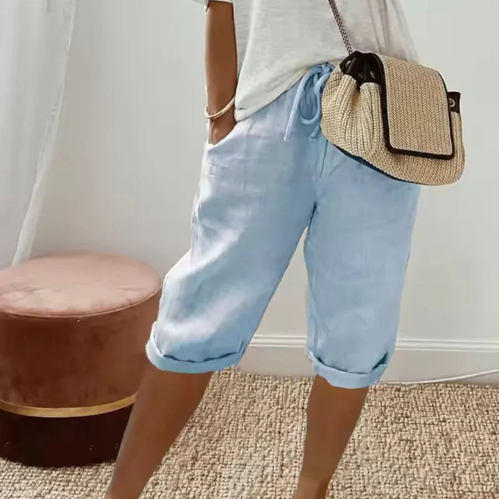 Fenlorn™ | Linen Drawstring Capri Shorts