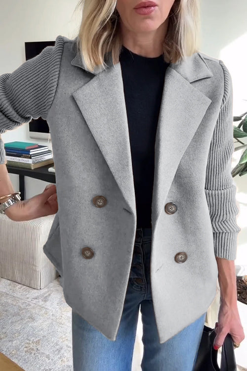 Freya - Elegant Knit-Sleeve Blazer