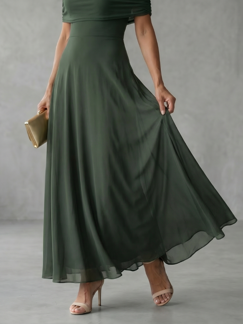 June™ | Off Shoulder Draped Midi Dress