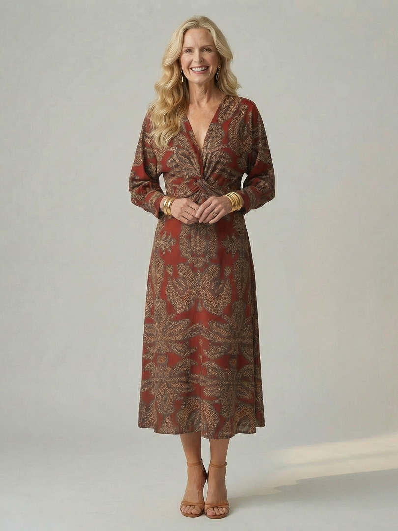 Naomi™ | Natural Wrap Midi Dress