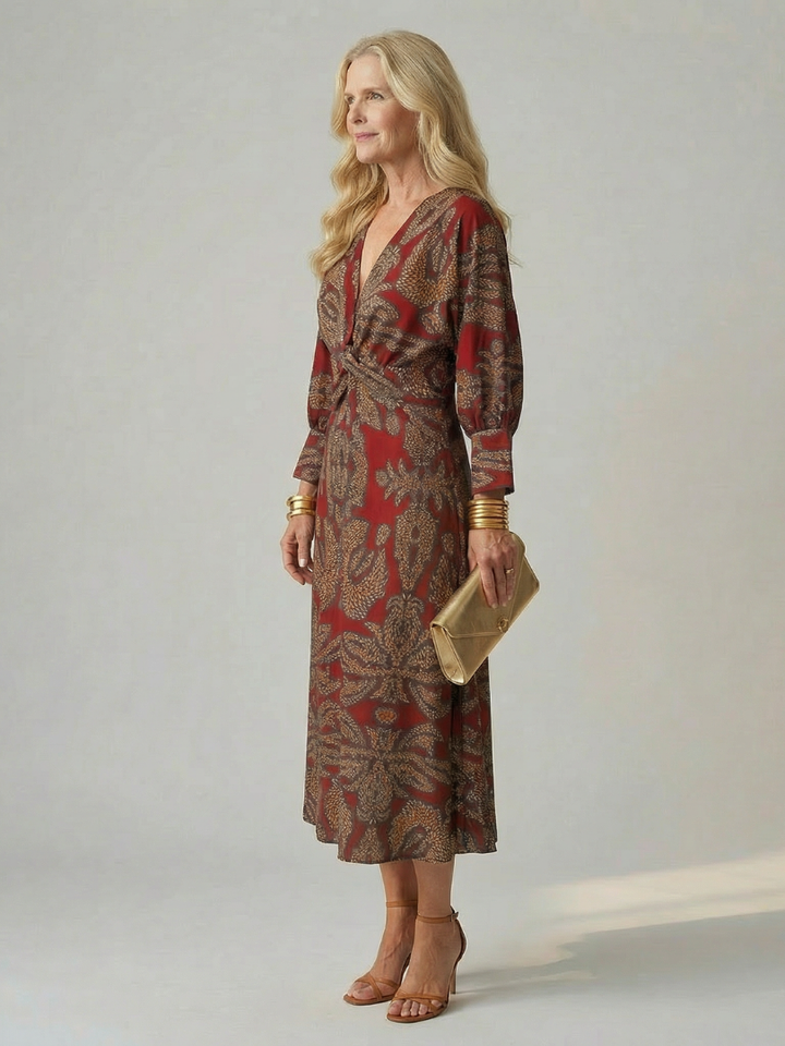 Naomi™ | Natural Wrap Midi Dress