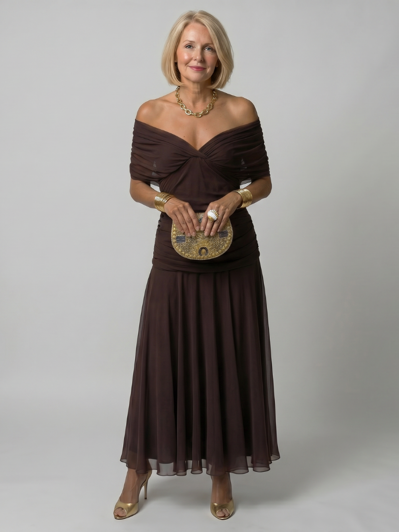 Calen™ | Off Shoulder Flow Midi Dress