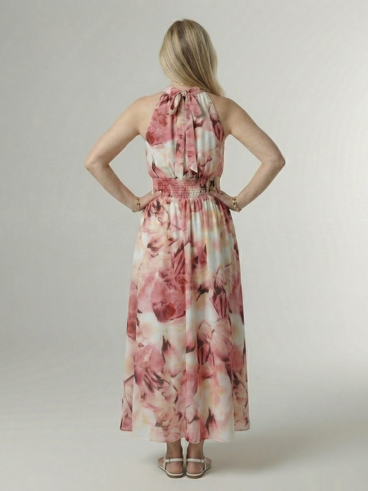 Thea™ | Pleated Waist Stripe Midi Dress