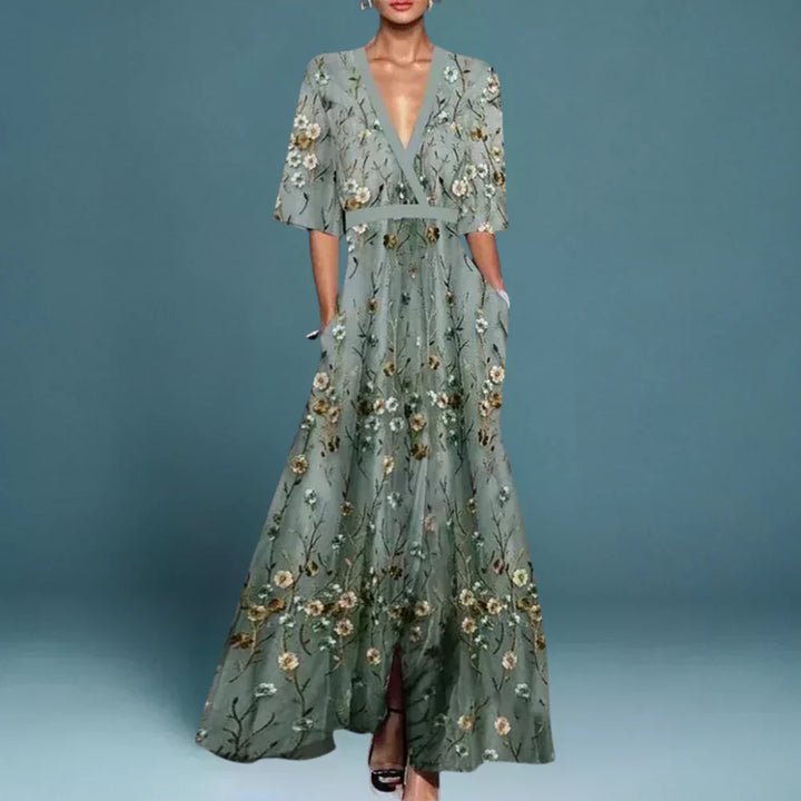 Hazel -  Elegant Floral Wrap Dress