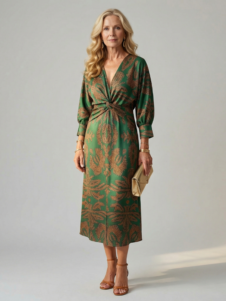 Naomi™ | Natural Wrap Midi Dress
