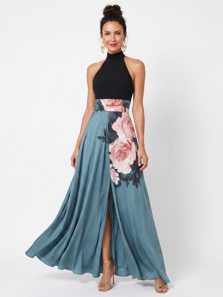 Olivia™ | Halter Bodice Floral Maxi Dress