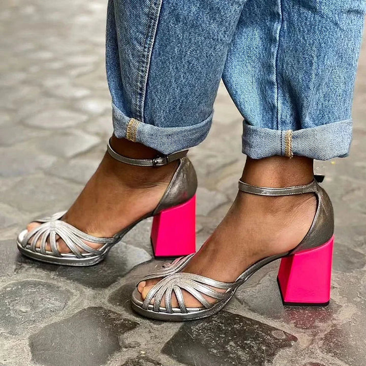 BICOLORED HEEL SANDALS