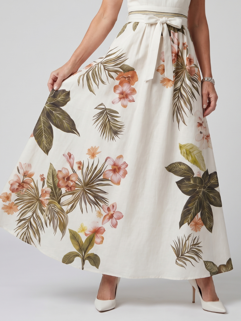Meadow™ | Draped Halter Botanical Maxi Dress