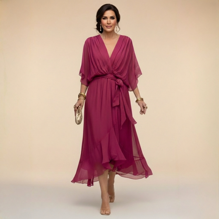Sarah™ | Sandra Chiffon V-Neck Dress