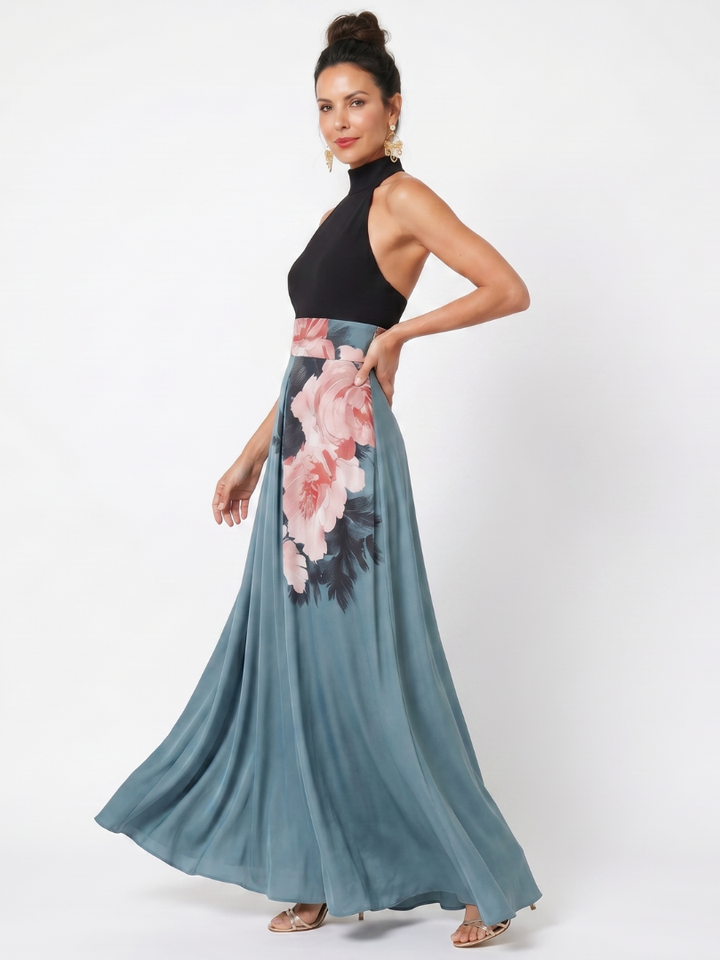 Olivia™ | Halter Bodice Floral Maxi Dress