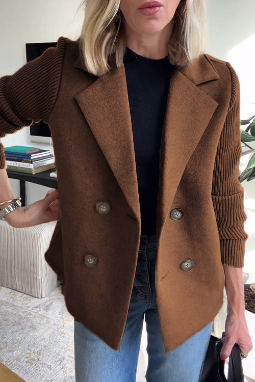 PATRICIA – DOUBLE-BREASTED KNIT SLEEVE BLAZER