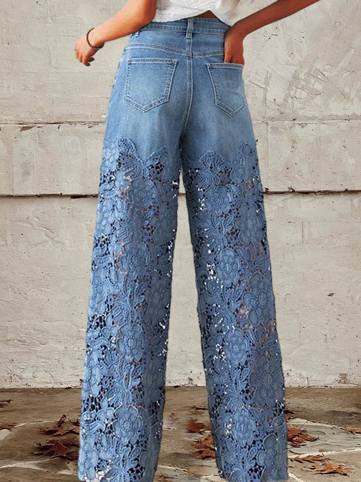 JULIANA – LACE ACCENT WIDE-LEG JEANS