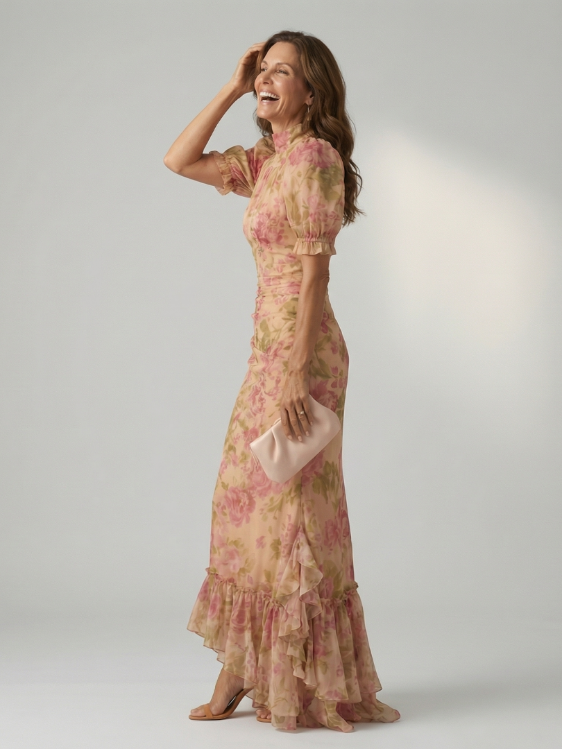 Vivienne™ | Gentle High Neck Maxi Dress