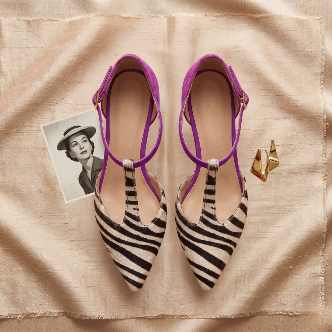 ZEBRATO DECOLLETE WITH PURPLE HEEL