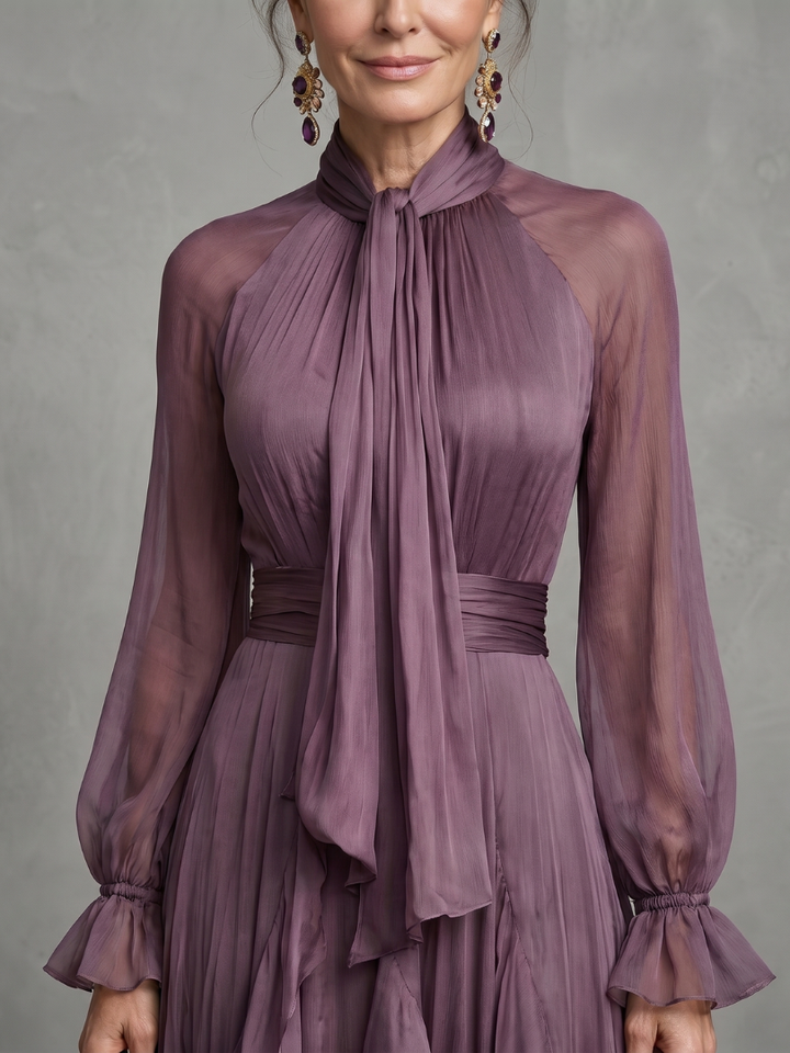 Demi™ | Tie Neck Ruffle Tiered Maxi Dress