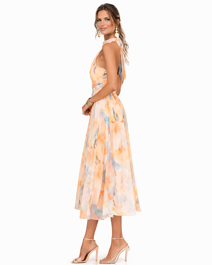 Auréline™ – Halter Neck Flowing Midi Dress