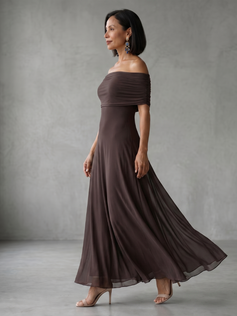 June™ | Off Shoulder Draped Midi Dress