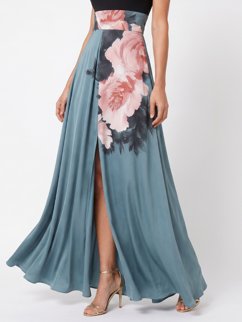 Olivia™ | Halter Bodice Floral Maxi Dress