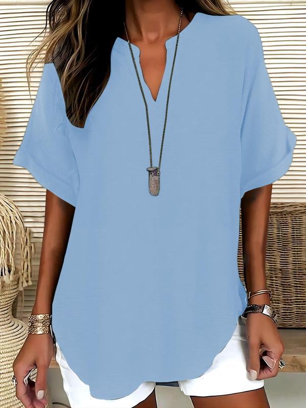 Atasia | Soft-Touch Notched-Neck Blouse
