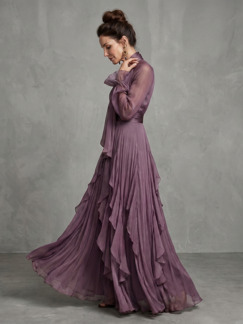 Demi™ | Tie Neck Ruffle Tiered Maxi Dress