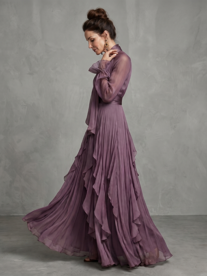 Demi™ | Tie Neck Ruffle Tiered Maxi Dress