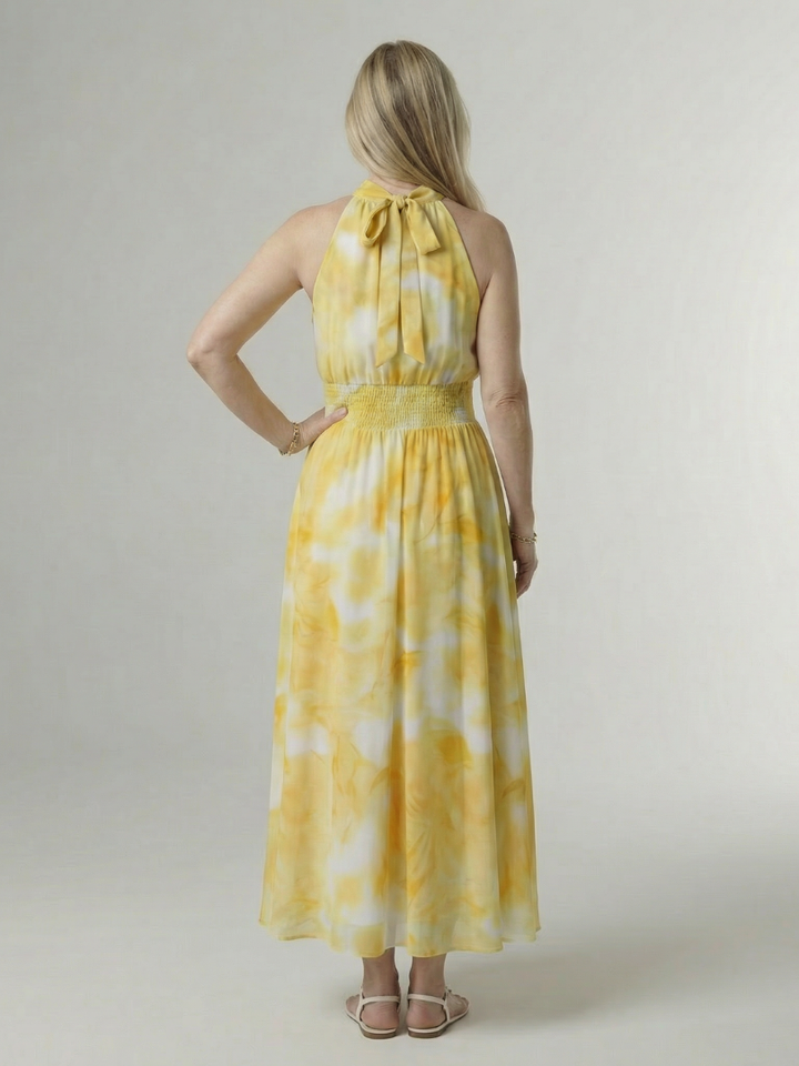 Thea™ | Pleated Waist Stripe Midi Dress