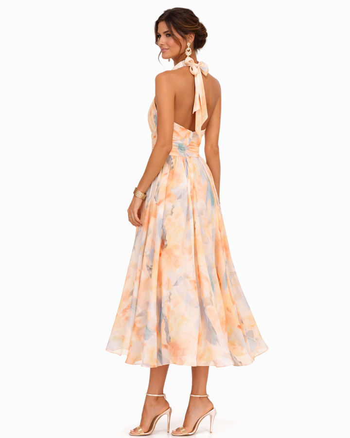 Auréline™ – Halter Neck Flowing Midi Dress