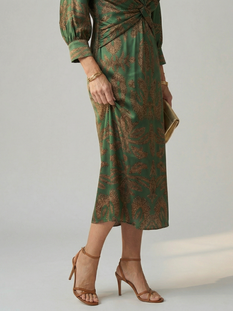 Naomi™ | Natural Wrap Midi Dress