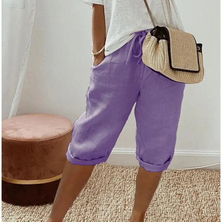 Fenlorn™ | Linen Drawstring Capri Shorts