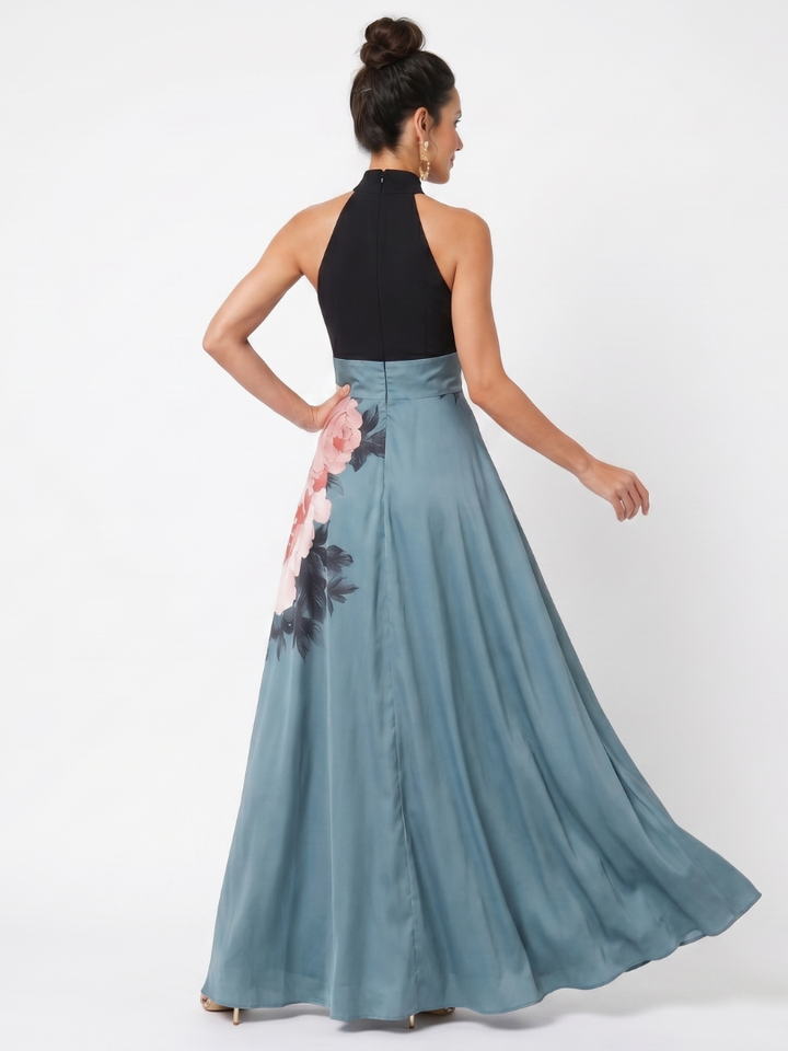 Olivia™ | Halter Bodice Floral Maxi Dress