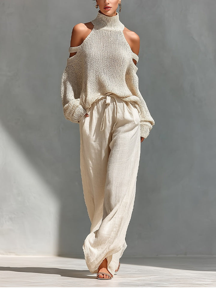 Sarah | Fashionable Knit and Linen Set