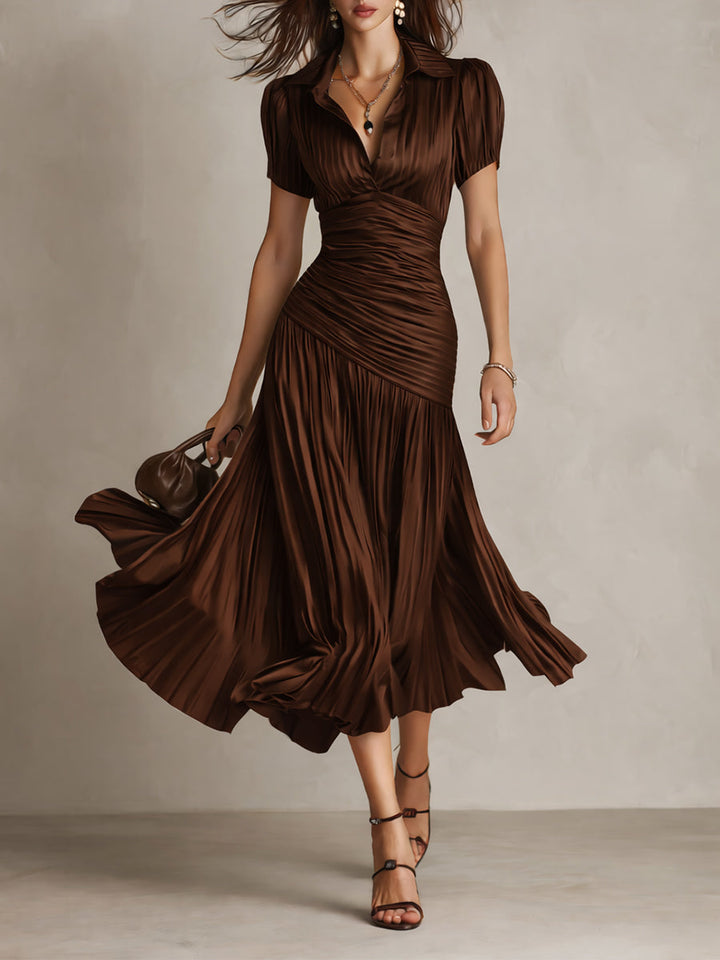 Frances ∙ Retro Striped Satin Midi Dress