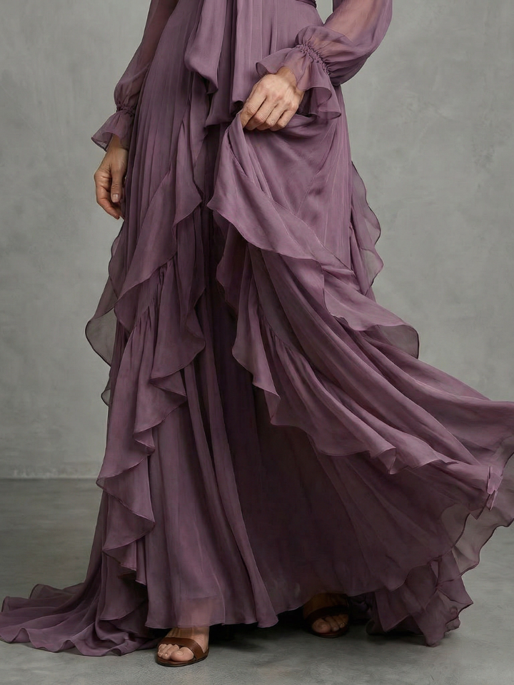 Demi™ | Tie Neck Ruffle Tiered Maxi Dress