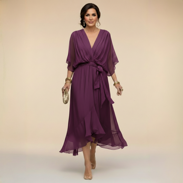 Sarah™ | Sandra Chiffon V-Neck Dress
