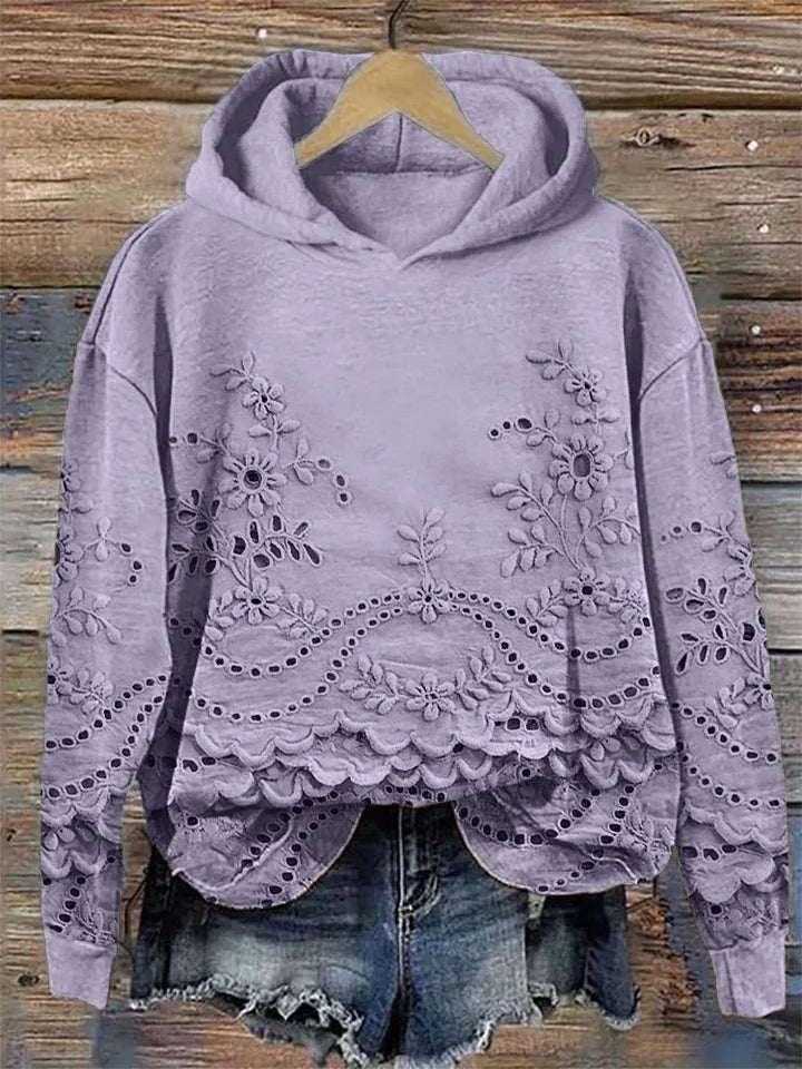 Rosa | Lace-Trim Charm Hoodie