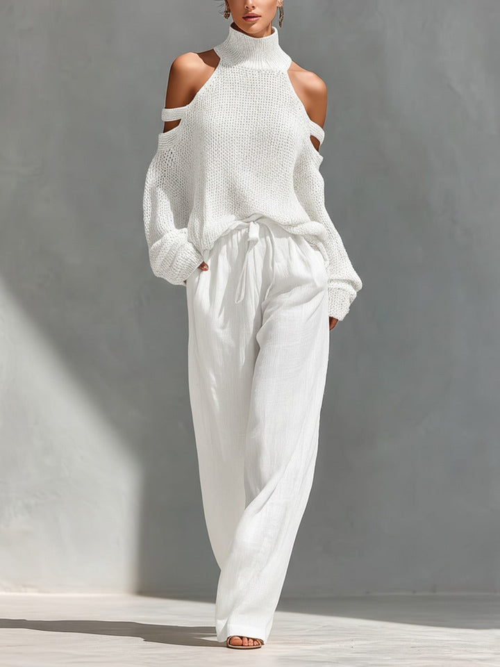 Sarah | Fashionable Knit and Linen Set