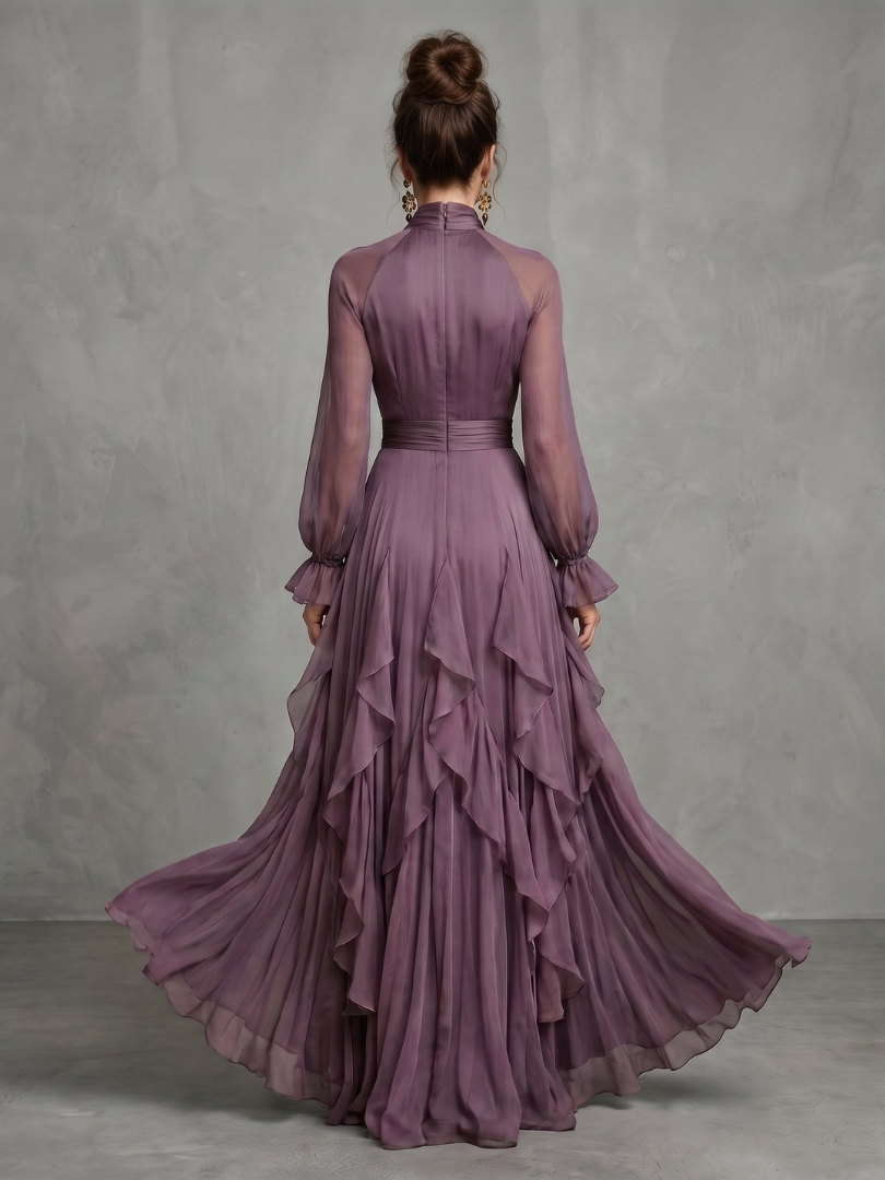 Demi™ | Tie Neck Ruffle Tiered Maxi Dress