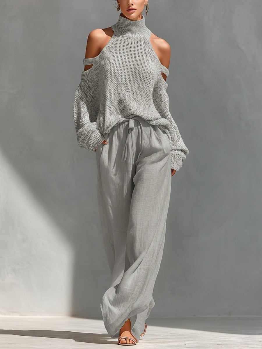 Sarah | Fashionable Knit and Linen Set