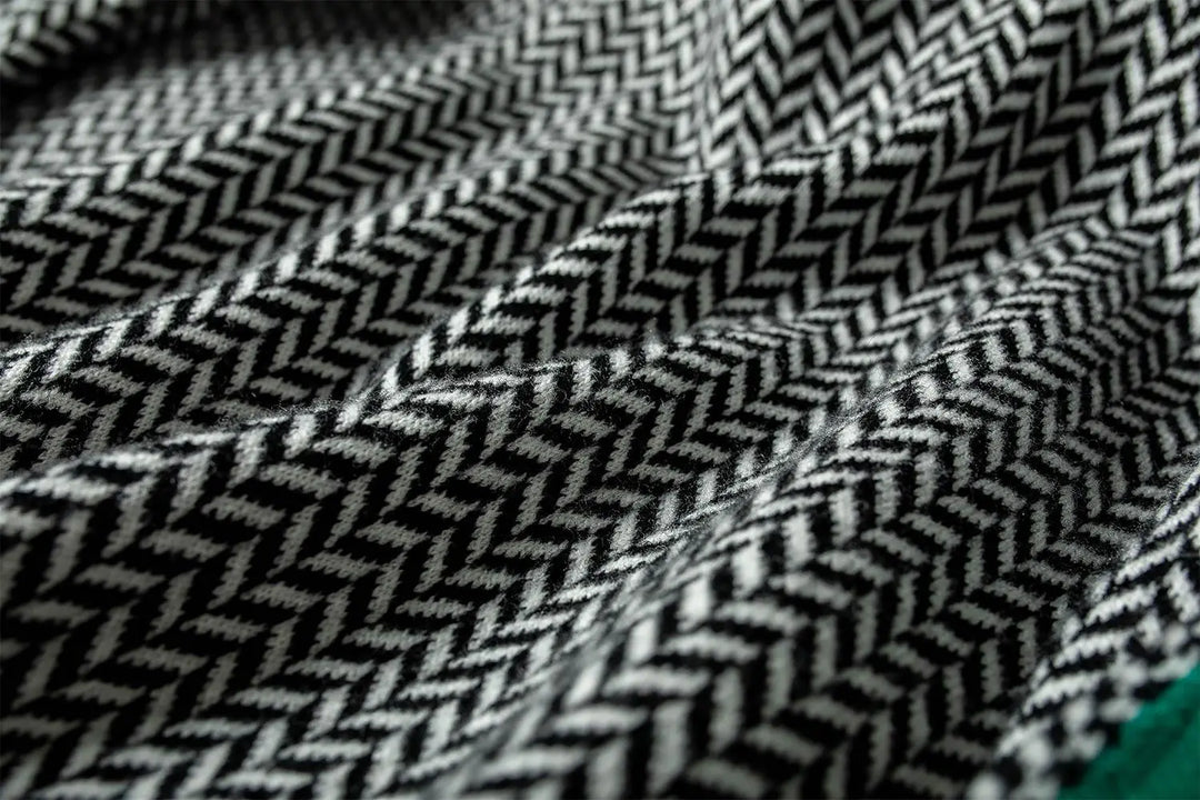 JANELLE – HERRINGBONE HIGH-NECK SWEATER