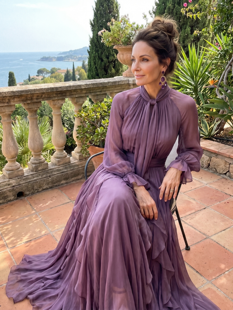Demi™ | Tie Neck Ruffle Tiered Maxi Dress