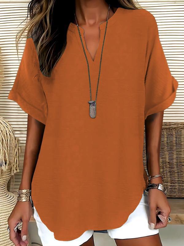 Atasia | Soft-Touch Notched-Neck Blouse