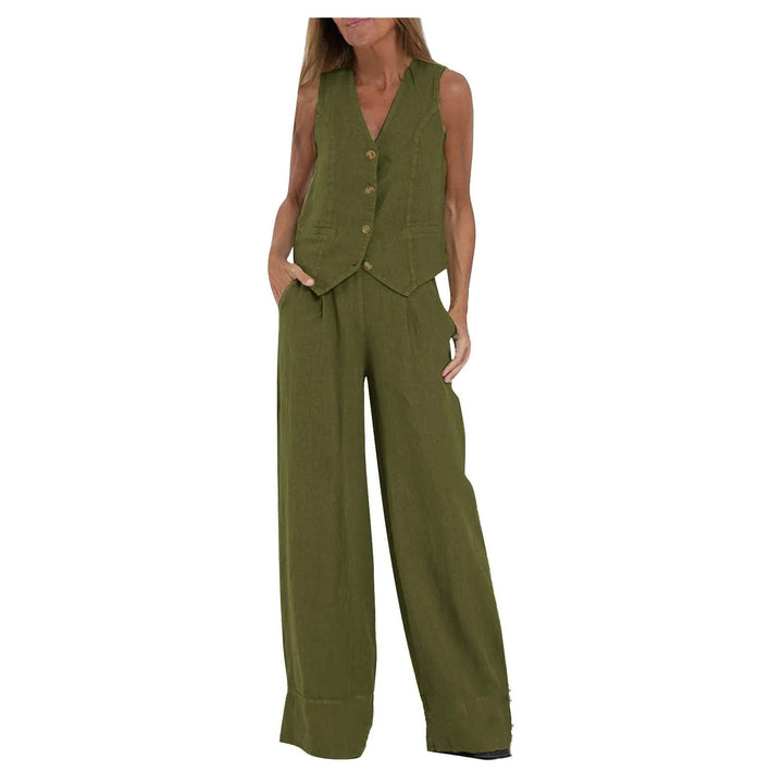 Tailored Vest & Wide-Leg Cotton Set
