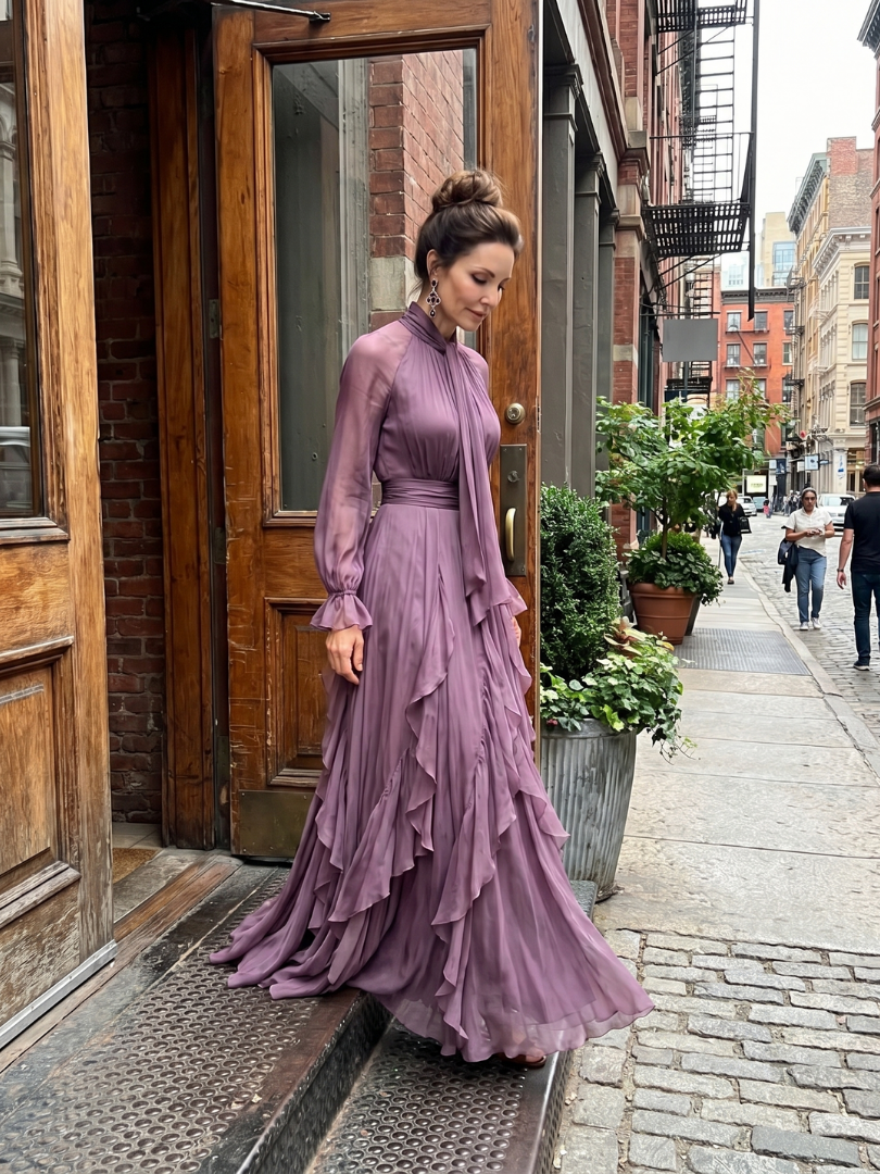 Demi™ | Tie Neck Ruffle Tiered Maxi Dress