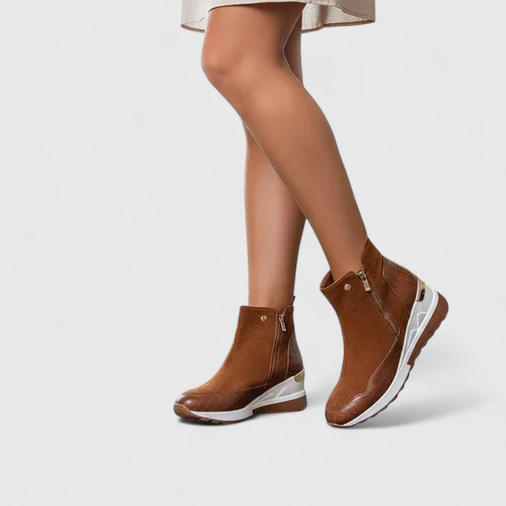 BROOKE – STYLISH ZIP-UP WEDGE BOOTS