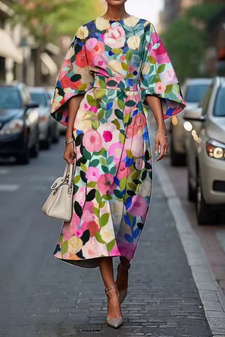 Moxlan™ – Elegant Floral Statement Dress