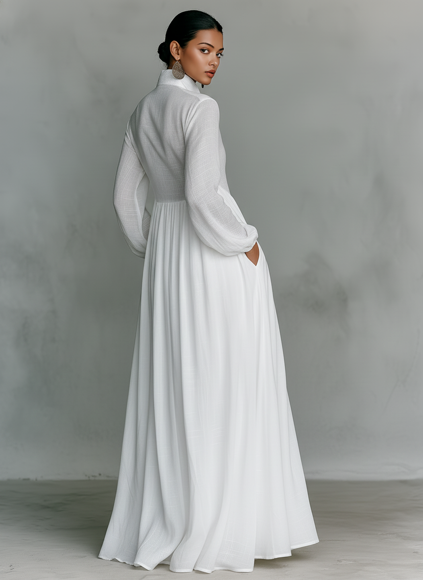 Celeste™ – Minimalist Linen Maxi Dress