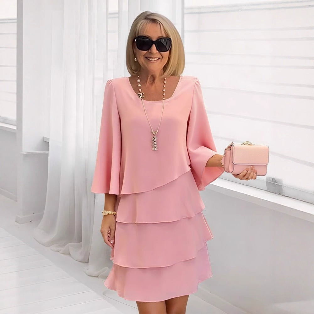 Margaux – Elegant Midi Dress with Ruffles