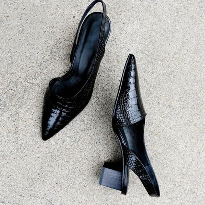 LEONIE – CROCODILE TEXTURED SLINGBACK HEELS